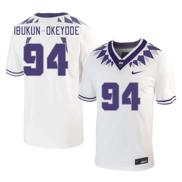 Men #94 Micheal Ibukun-Okeyode TCU Horned Frogs 2023 College Footbal Jerseys Stitched-White